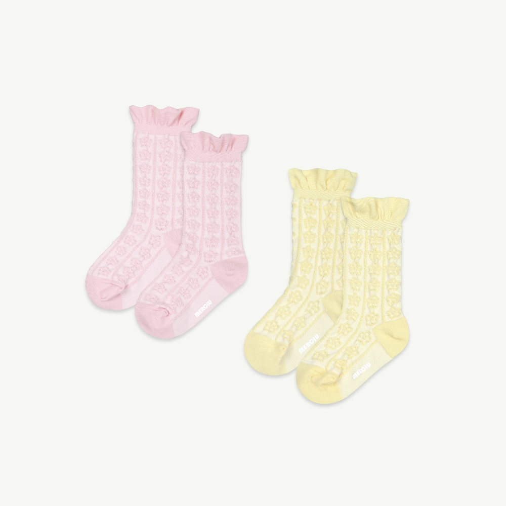 23 S/S Flower socks set - yellow &amp; pink ( 2차 입고, 당일 발송 )