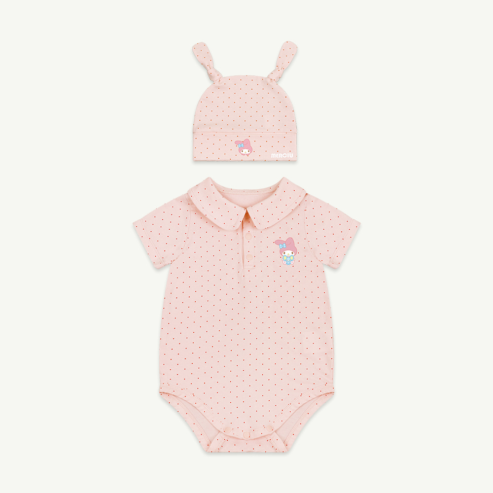 [메르시유X마이멜로디] 22 S/S Baby collar bodysuit set - dot ( 당일 발송 )